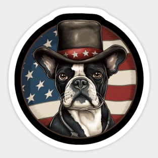 Patriotic Boston Terrier Sticker